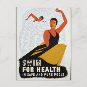 Swim for health in safe and pure pools postcard