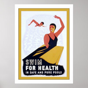 Swim For Health ~ Vintage Health & Fitness Poster