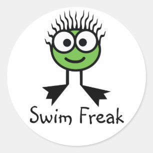 Swim Freak - Green CharacterStickers Classic Round Sticker