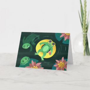 Swim Frog Yellow Sunglasses Birthday Card