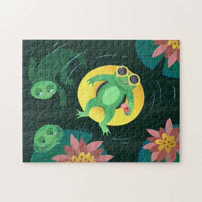 Swim Frog Yellow Sunglasses Jigsaw Puzzle (Horizontal)