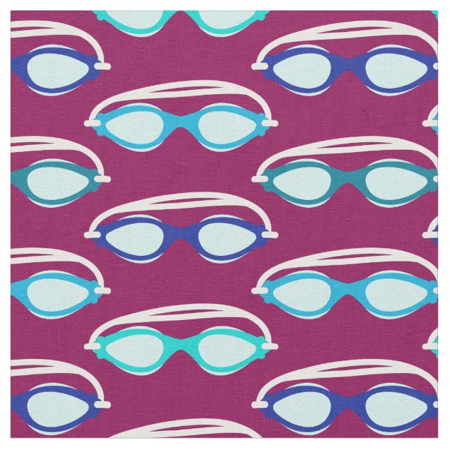 Swim Goggles Colourful Swimming Pattern Fabric (Close Up)
