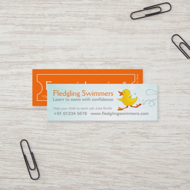 Swim instructor skinny business promotion card (Front/Back In Situ)