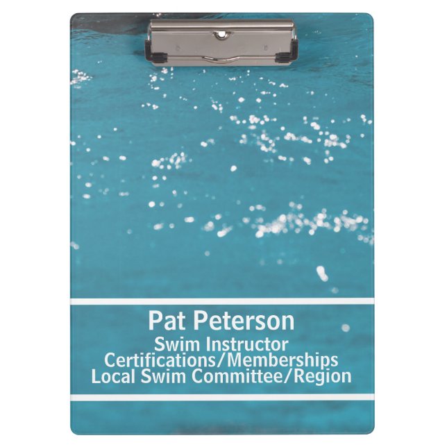 Swim Instructor Water Polo Dive Pool Template Clipboard (Front)