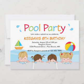 Swim Kids Pool Birthday Invitations │ Version One