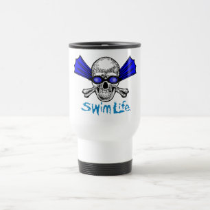 Swim life white travel mug