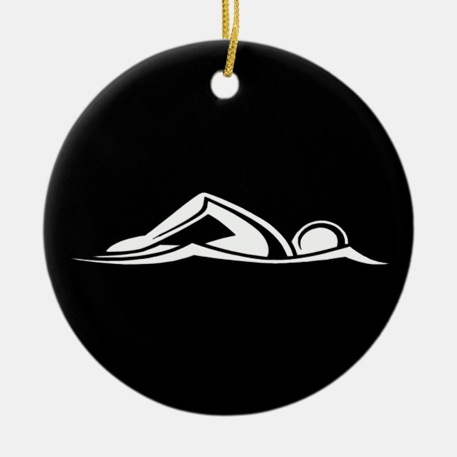 Swim Logo Ornament w/Name Black (Front)