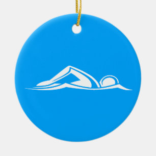 Swim Logo Ornament w/Name Blue