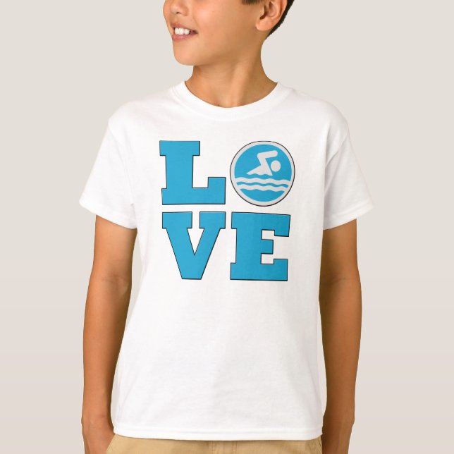 Swim Love For Competitive Swimmers or Coaches T-Shirt (Front)