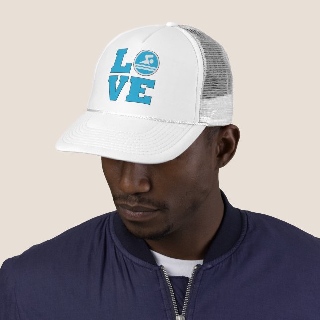 Swim Love For Competitive Swimmers or Coaches Trucker Hat (In Situ)