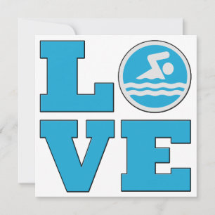 Swim Love Invitation Card for Competitive Swimmers
