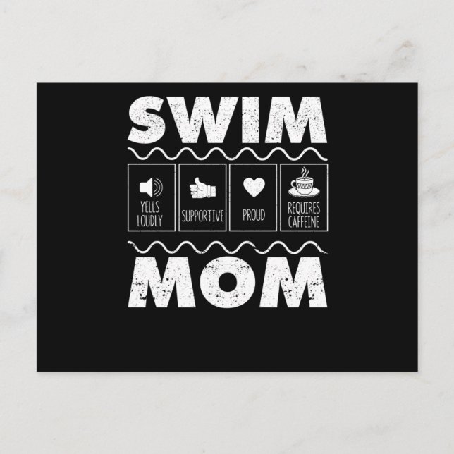 Swim Mum Content Funny Swimming Mum Swimmer Postcard (Front)