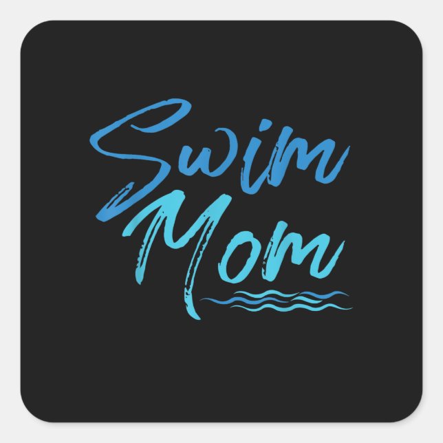 Swim Mum Swimming Funny Cute Gift Square Sticker (Front)