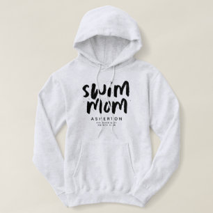 Swim mum trendy black type personalised hoodie