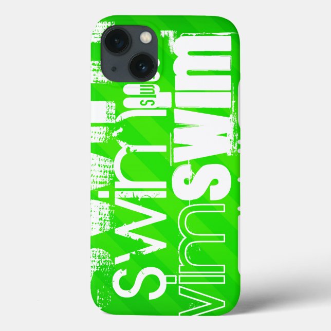 Swim; Neon Green Stripes Case-Mate iPhone Case (Back)