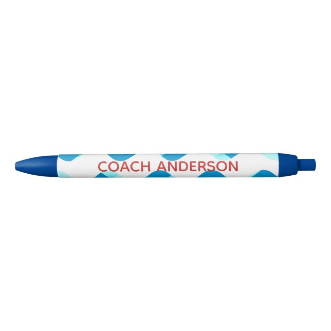 Swim or Dive Coach Red and Blue Personalised Pen (Front)
