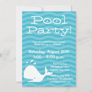 Swim party invitations   Personalizable invites