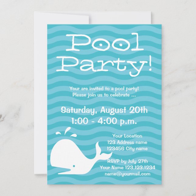 Swim party invitations | Personalizable invites (Front)