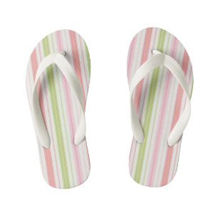 Swim Pink and Green Summer Striped Kid's Flip Flops