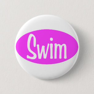 Swim pink oval 6 cm round badge