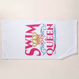 Swim Queen Swimming Swimmer Women Girls Beach Towel