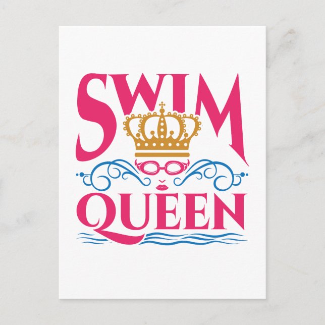 Swim Queen Swimming Swimmer Women Girls Postcard (Front)