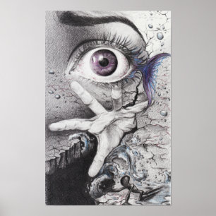 "Swim" surreal pencil drawing poster print
