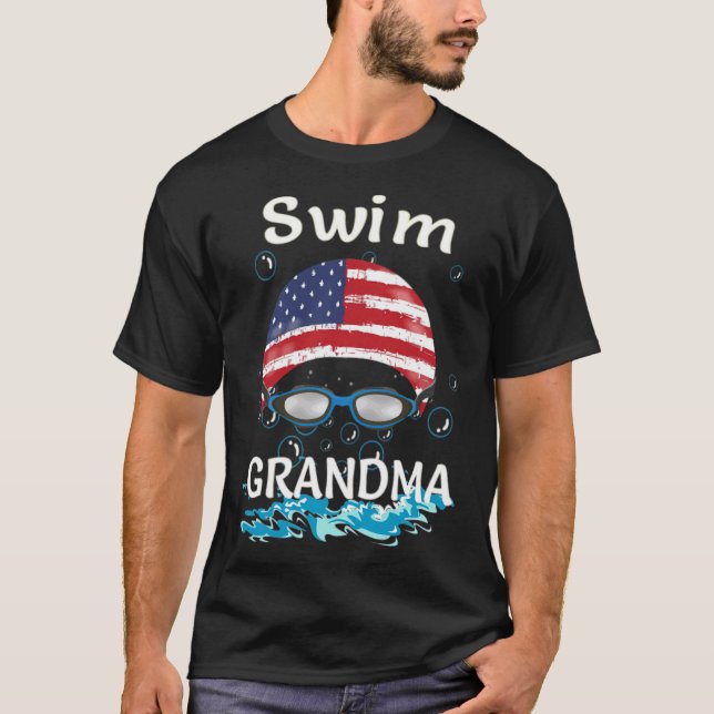 Swim Swimmer Funny Swimming Grandma Goggles Cap ho T-Shirt (Front)