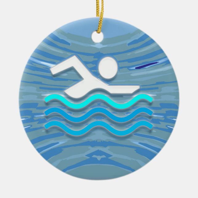SWIM Swimmer Success Dive Plunge Success NVN238 Ceramic Tree Decoration (Front)