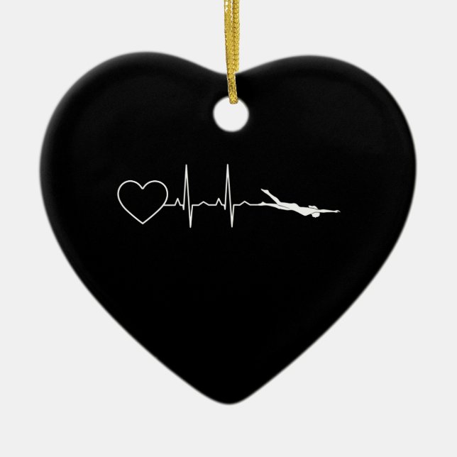 Swim - Swimming Heartbeat Ceramic Tree Decoration (Front)
