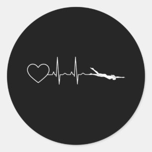 Swim - Swimming Heartbeat Classic Round Sticker