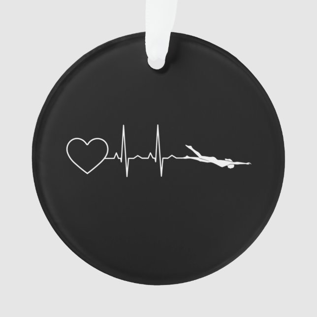 Swim - Swimming Heartbeat Ornament (Front)