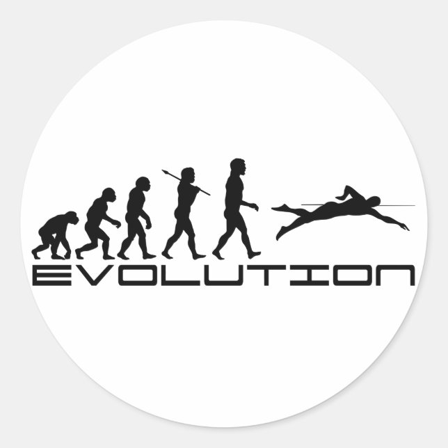 Swim Swimming Swimmer Sport Evolution Art Classic Round Sticker (Front)