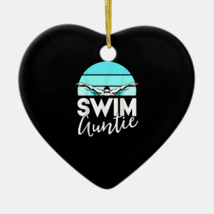 Swim Team Aunt Auntie Nephew Swimming Swimmer Gift Ceramic Tree Decoration