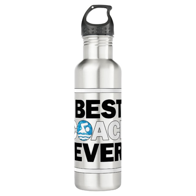 Swim Team Best Coach Ever Fun Swimming and Diving 710 Ml Water Bottle (Front)