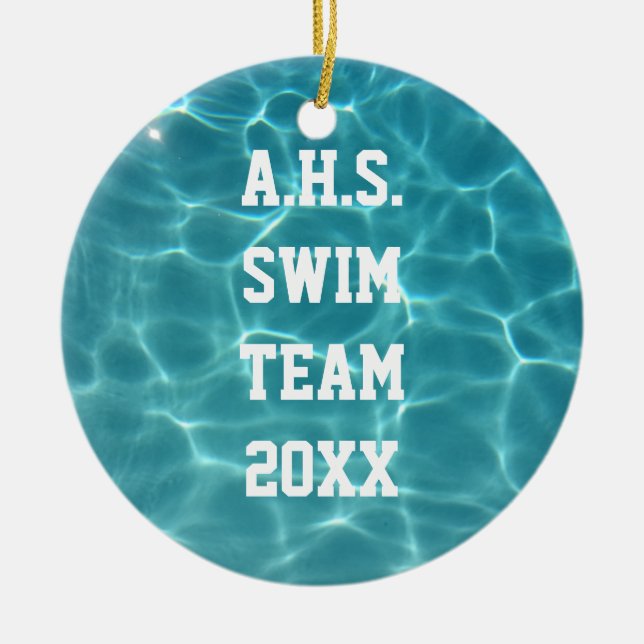 Swim team ceramic tree decoration (Front)