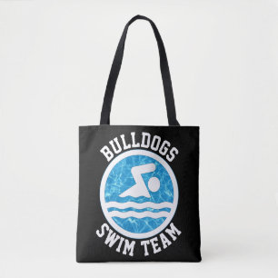 Swim Team Custom Swimming and Diving Name or Text Tote Bag