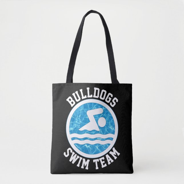 Swim Team Custom Swimming and Diving Name or Text Tote Bag (Front)