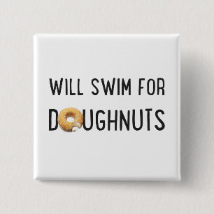 Swim Team, Funny swimmer gift, doughnuts 15 Cm Square Badge