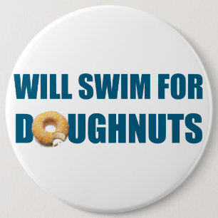 Swim team gift, funny, swimming doughnuts 6 cm round badge