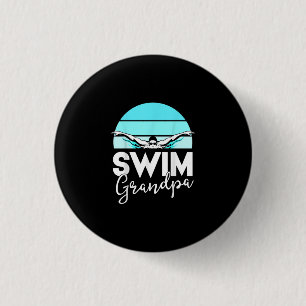 Swim Team Grandpa Papa Swimming Meet Swimmer Gift 3 Cm Round Badge