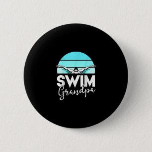 Swim Team  Grandpa Papa Swimming Meet Swimmer Gift 6 Cm Round Badge
