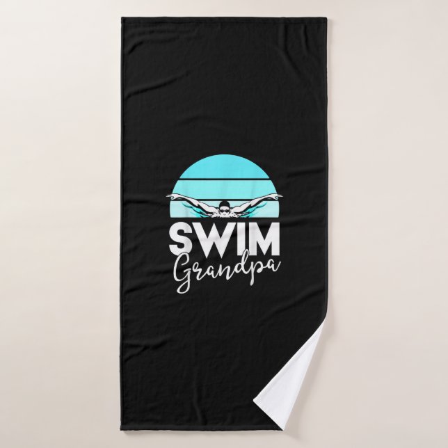 Swim Team  Grandpa Papa Swimming Meet Swimmer Gift Bath Towel (Bath Towel)