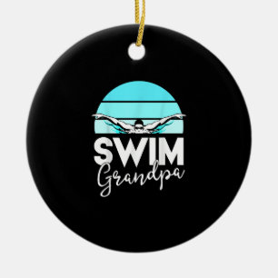 Swim Team Grandpa Papa Swimming Meet Swimmer Gift Ceramic Tree Decoration