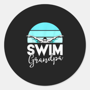 Swim Team Grandpa Papa Swimming Meet Swimmer Gift Classic Round Sticker