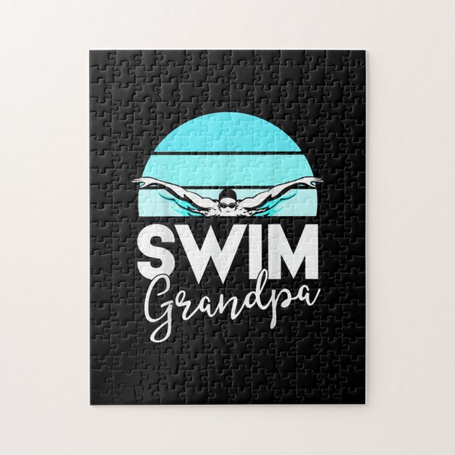 Swim Team  Grandpa Papa Swimming Meet Swimmer Gift Jigsaw Puzzle (Vertical)