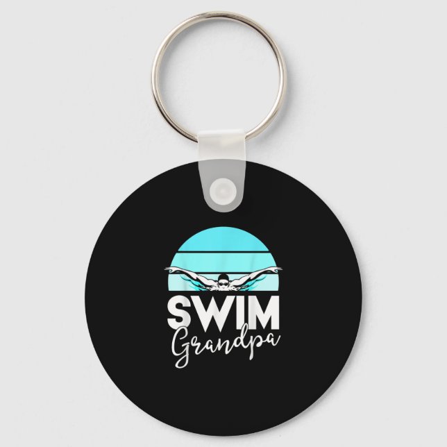 Swim Team  Grandpa Papa Swimming Meet Swimmer Gift Key Ring (Front)