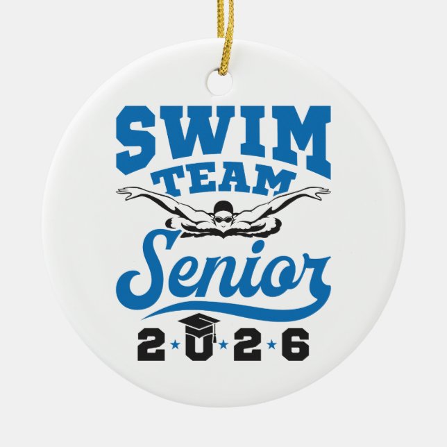 Swim Team Senior 2026 Ceramic Tree Decoration (Front)