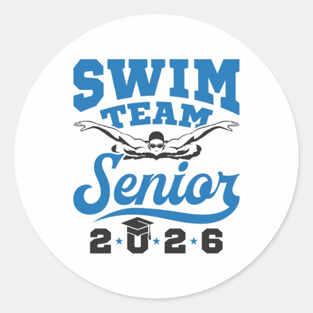 Swim Team Senior 2026 Classic Round Sticker (Front)