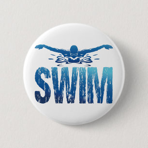 Swim - Vintage Swimmer 6 Cm Round Badge